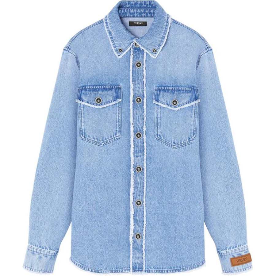 VERSACE VERSACE Frayed Buttoned Denim Overshirt