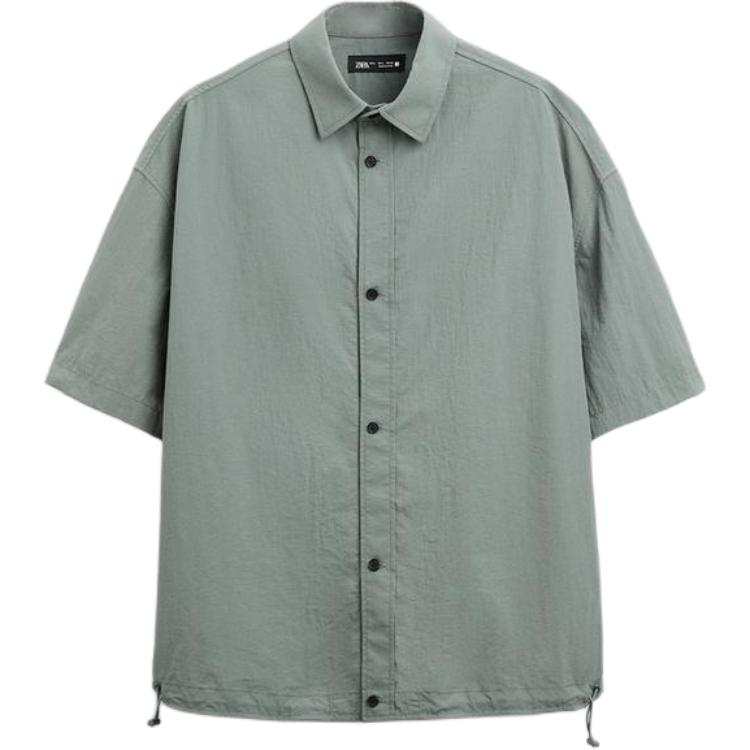 ZARA Shirts Men's Gray Green Lapel Moderate Other