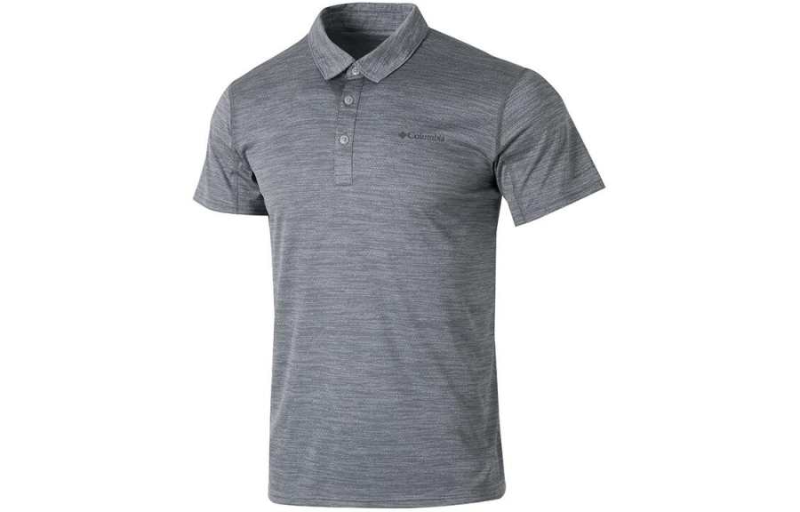 Columbia Polo Shirts Men's Gray Polo Collar Moderate Straight Fit