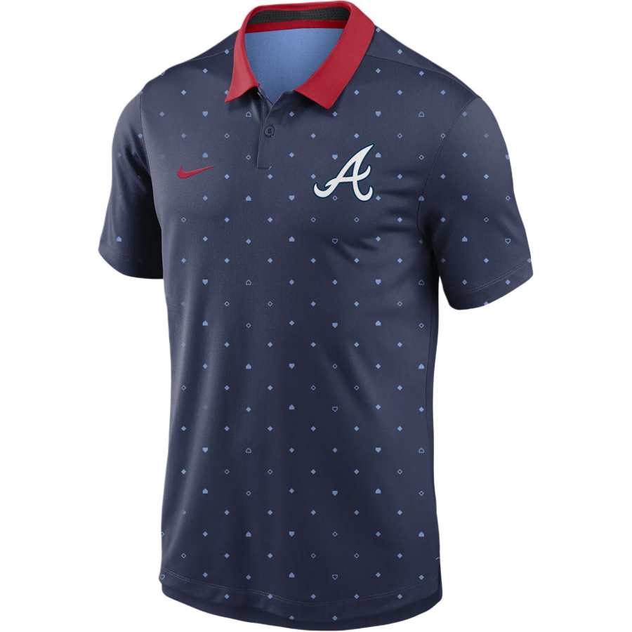Nike Nike x MLB Atlanta Braves Legacy Icon Vapor Polo Shirt Atlanta Braves Men's Marine Blue