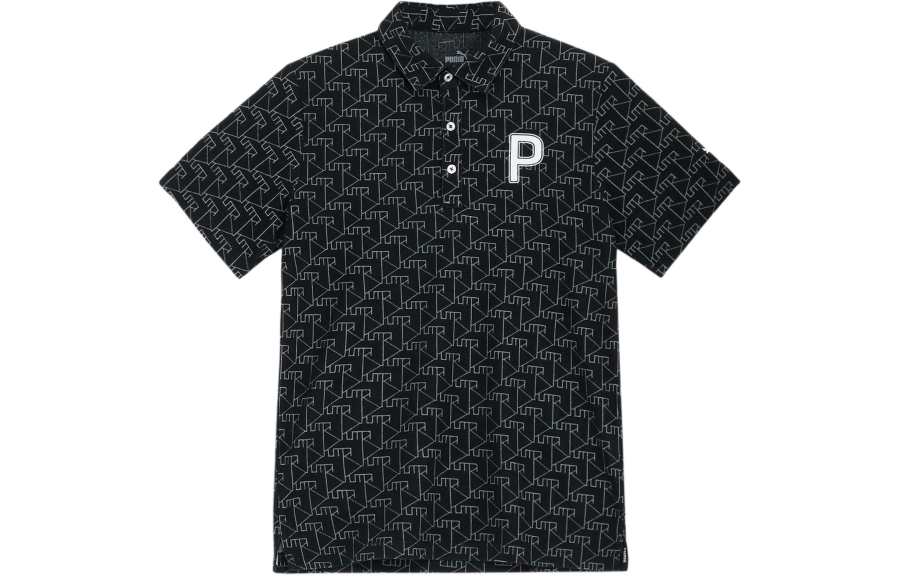 PUMA Polo Shirts Men's Black Polo Collar Moderate Straight Fit