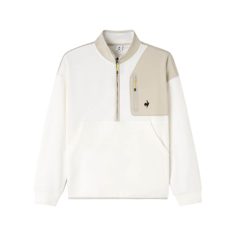 Le Coq Sportif Cycling Collection, French Rooster Stand Collar Fashion Fleece Lined Long Sleeved Sweatshirt Unisex