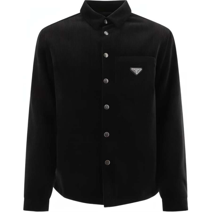 PRADA PRADA Long-Sleeved Logo Plaque Shirt