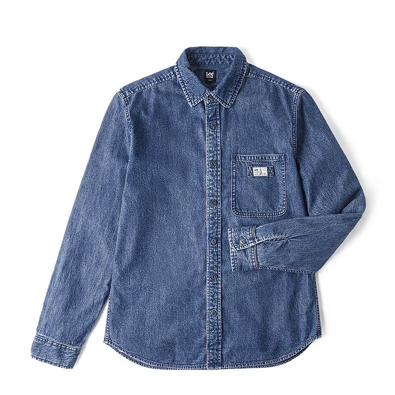 Lee Lee Shirts Men's Lapel Moderate Denim