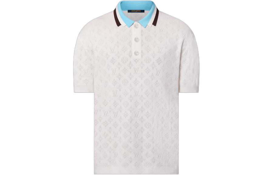 LOUIS VUITTON x Tyler Monogram Pointelle Short Sleeved Cotton Polo Shirt Men's White