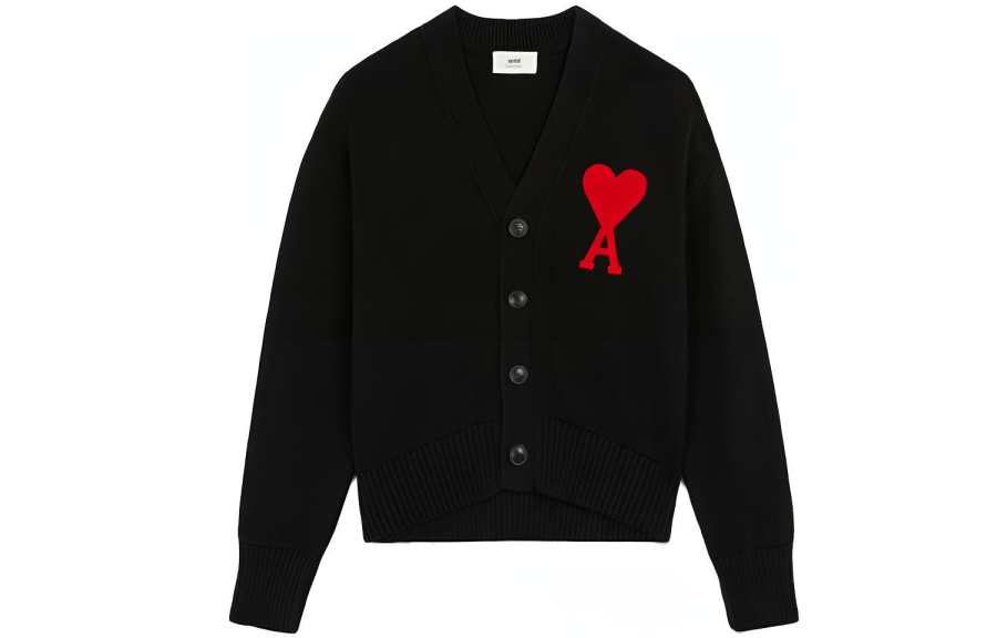 AMIPARIS Ami Paris Ami De Coeur Felted Merino Wool Cardigan