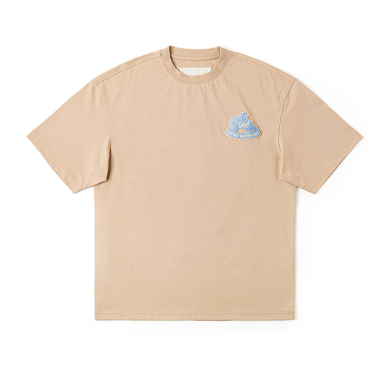 Lee X Melting Sadness T Shirts Unisex Khaki Crew Neck Moderate Straight Fit