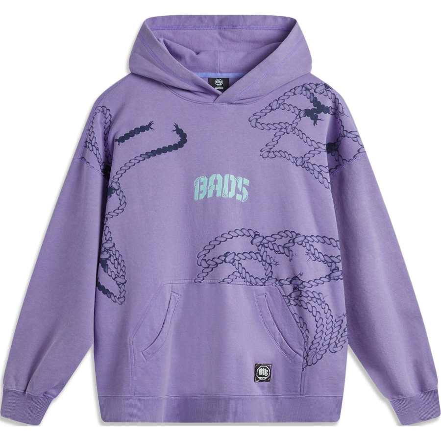 Li-Ning Li Ning Basketball Collection Sweatshirt Men's Fluorescent Star Purple