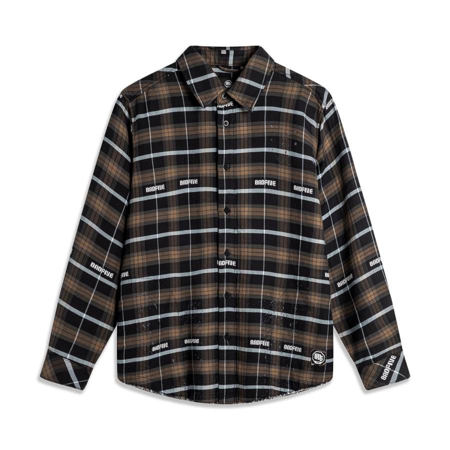 Li-Ning Li Ning BADFIVE Shirt Men's Black Gray Plaid