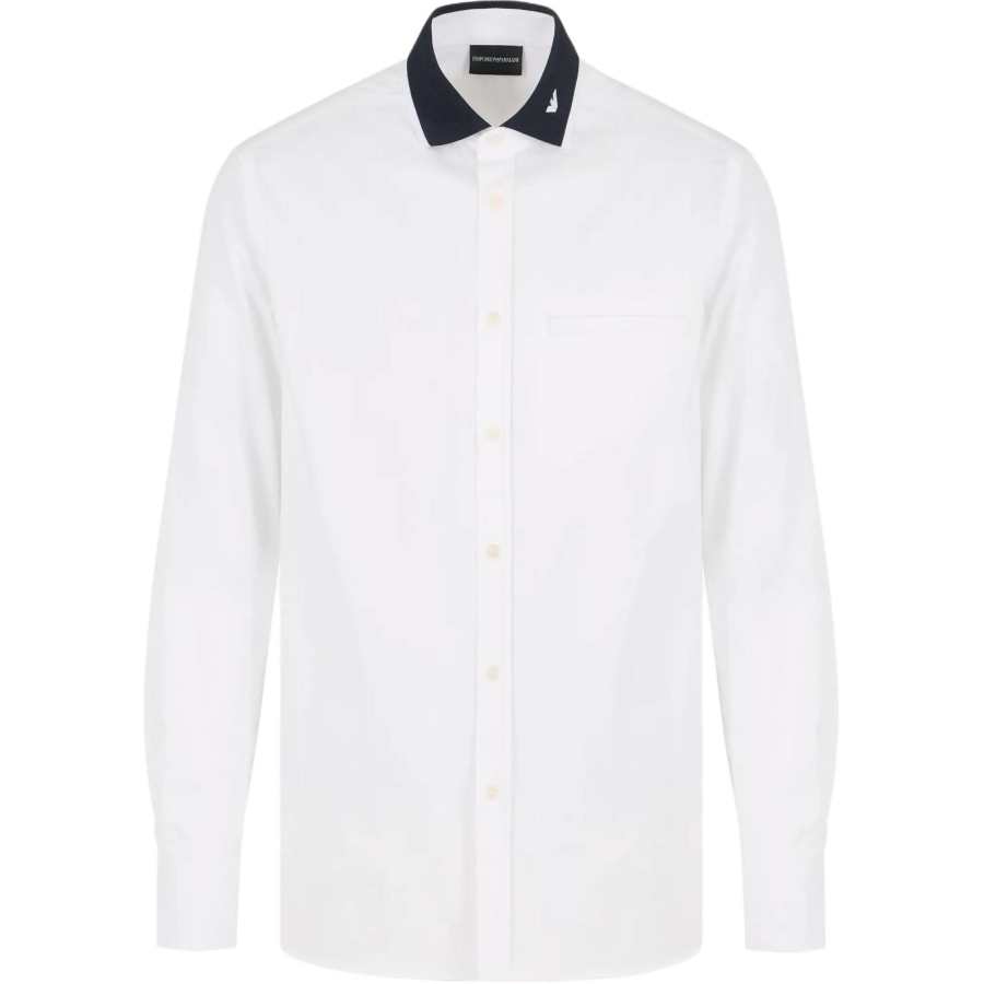 EMPORIO ARMANI Satin Shirt With Contrasting Ribbed Collar