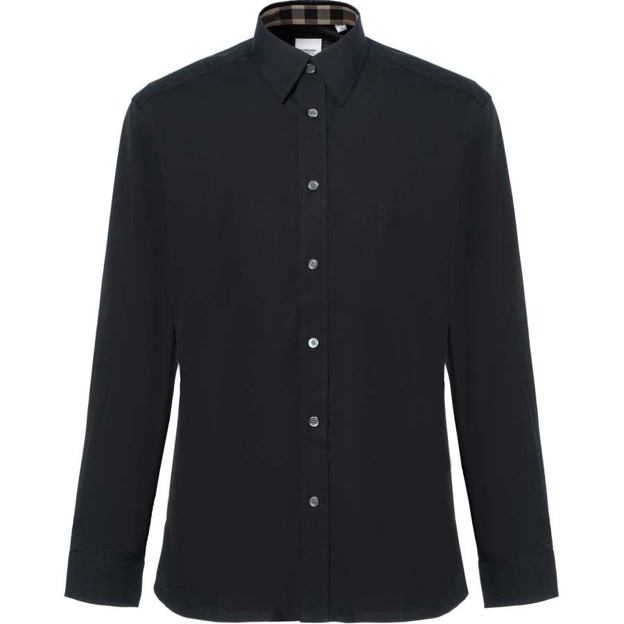 Burberry SS24 Men's Logo Cotton Long Sleeves Shirt Black