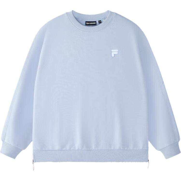 FILA FUSION FOB Loose Fit Fleece Lined Knitted Fabric Crew Neck Pullover Fleece Sweatshirt Unisex Pimolaan