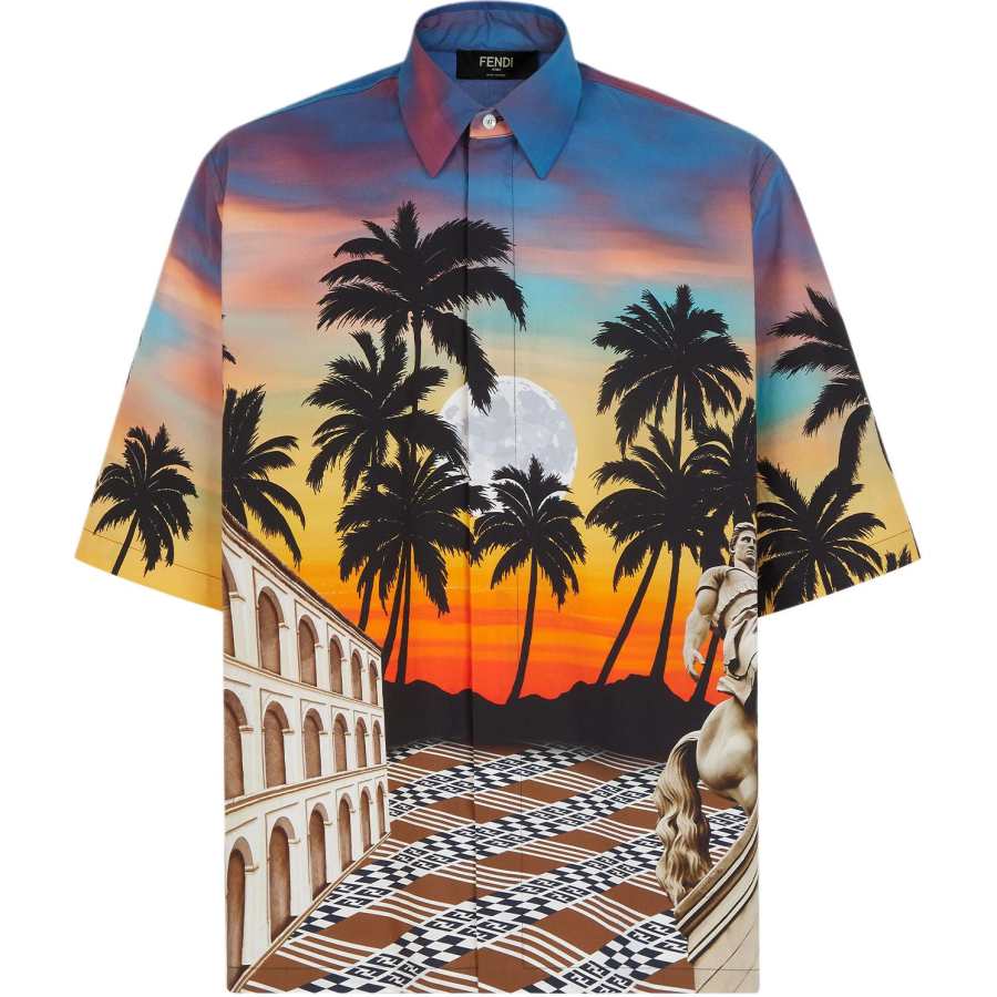 FENDI FENDI Palm Tree Sunset Printed Shirt