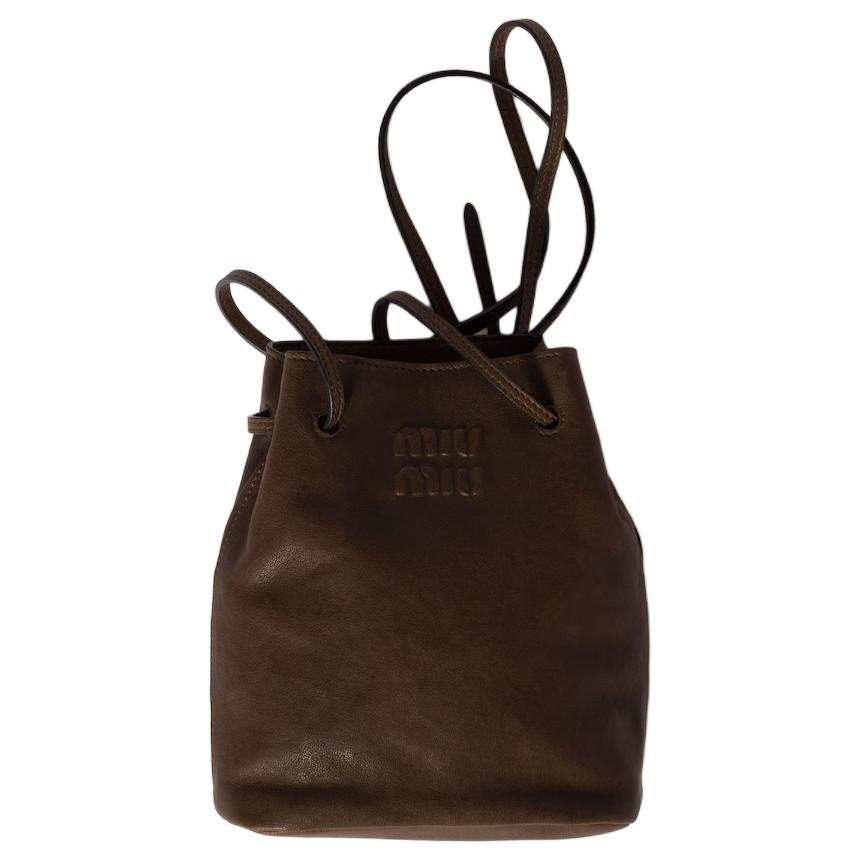 MIU MIU Leather Handbag, Small Water Buckets, Lucky Bag, Shoulder Bag, Crossbody Bag Mini Women's Tundra