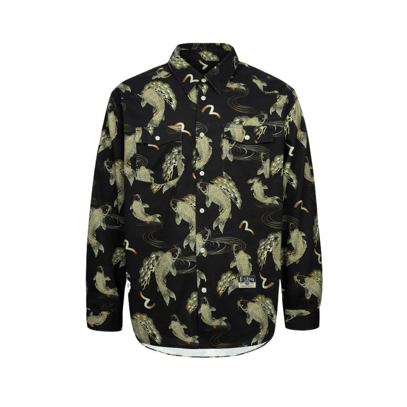 EVISU EVISU Shirt Men's Black All Over Print
