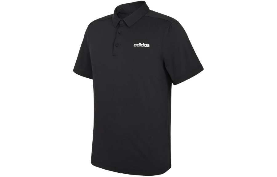 Adidas Adidas Polo Shirts Men's Black Polo Collar Moderate Straight Fit