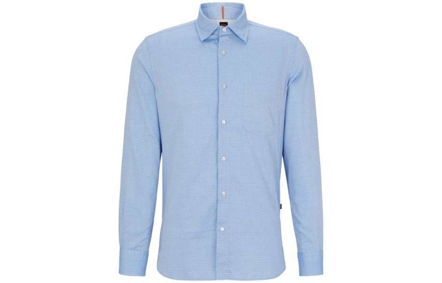 HUGO BOSS Shirts Unisex Blue Lapel Moderate Other