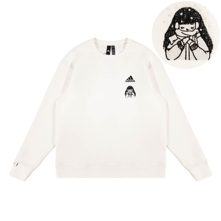 Adidas Adidas Sweatshirts Unisex White Crew Neck Moderate Regular