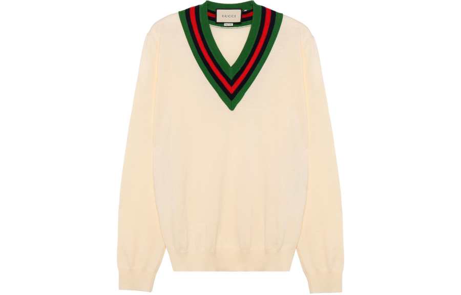 GUCCI Sweaters Men's White V Neck Moderate