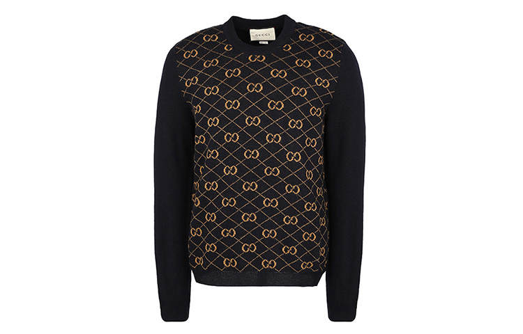 GUCCI Sweaters Men's Navy Blue Crew Neck Moderate Other