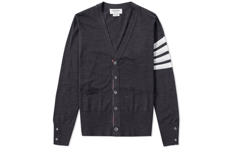 THOM BROWNE 4 Bar V neck Merino Cardigan