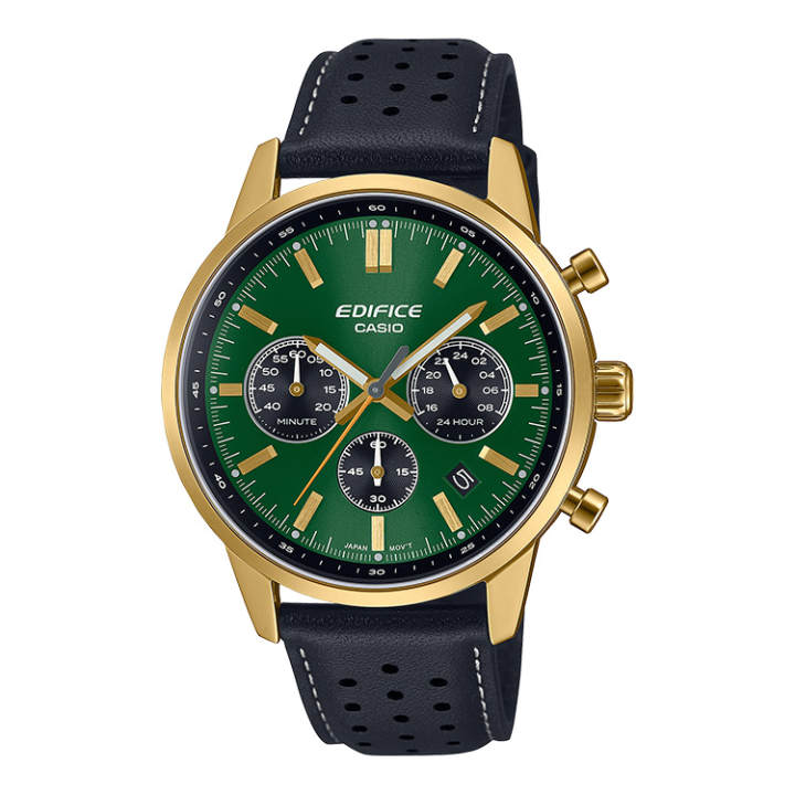 CASIO CASIO EDIFICE Calendar Three Eyes Quartz Movement Leather Strap Watch Men's Watches White Dial