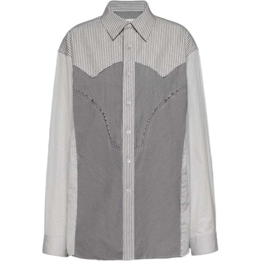 Maison Margiela Panelled Striped Button Up Shirt