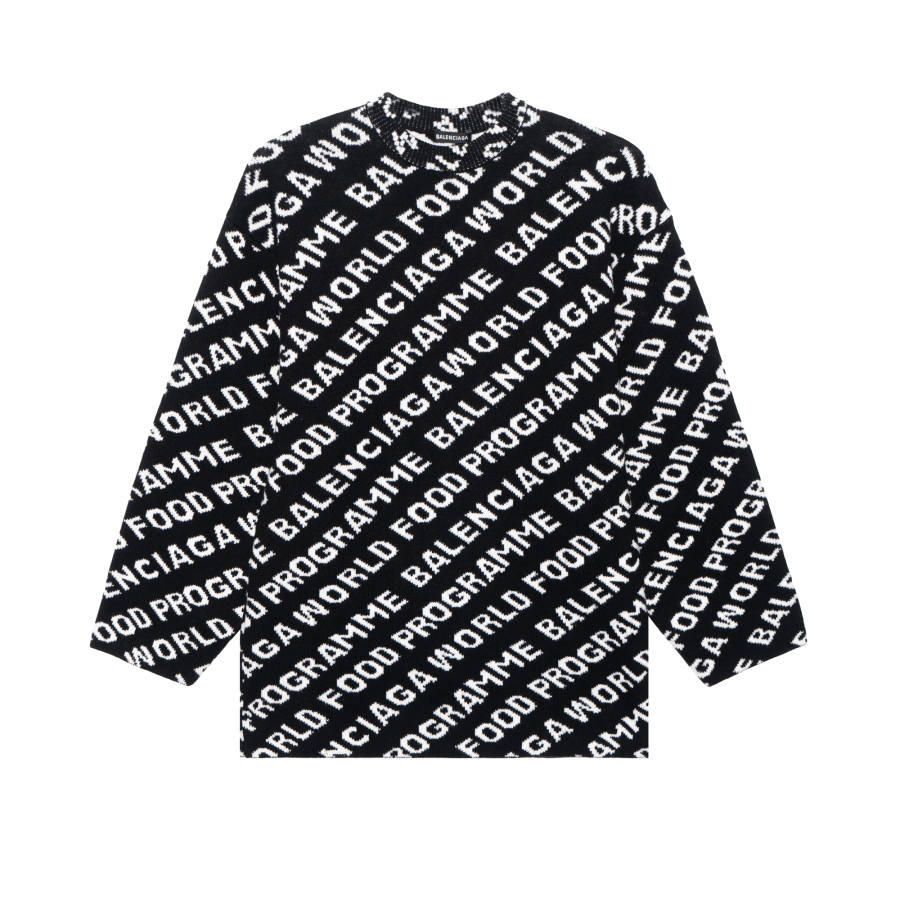 Balenciaga Sweaters Men's Black Crew Neck Moderate