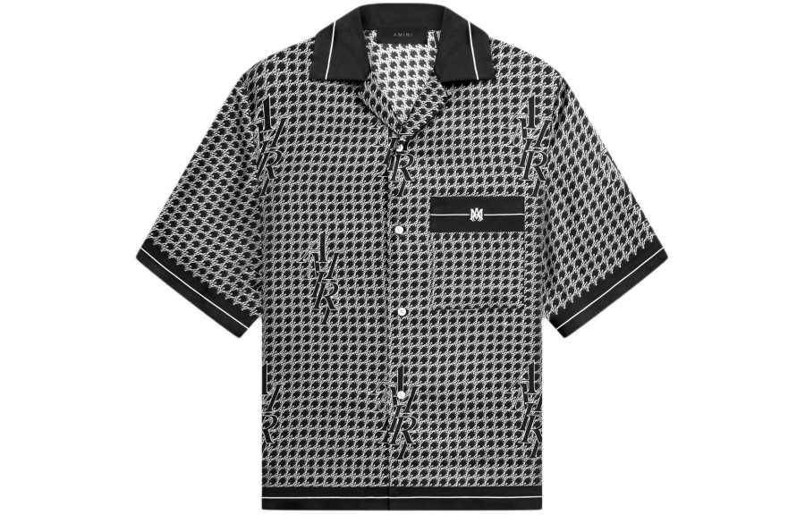 AMIRI AMIRI Houndstooth Bowling Shirt Men's Black White