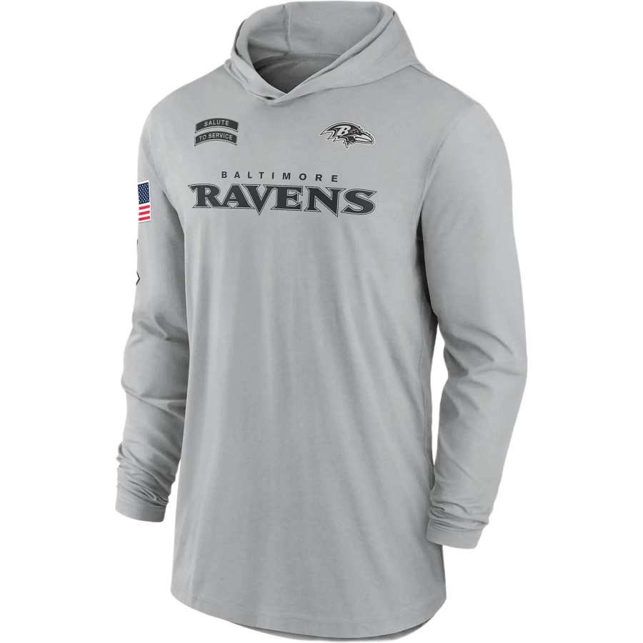 Nike Nike Baltimore Ravens Salute To Service Edge Mascot Lockup Men’s Nike Dri-FIT Nfl Long-Sleeve Hooded Top