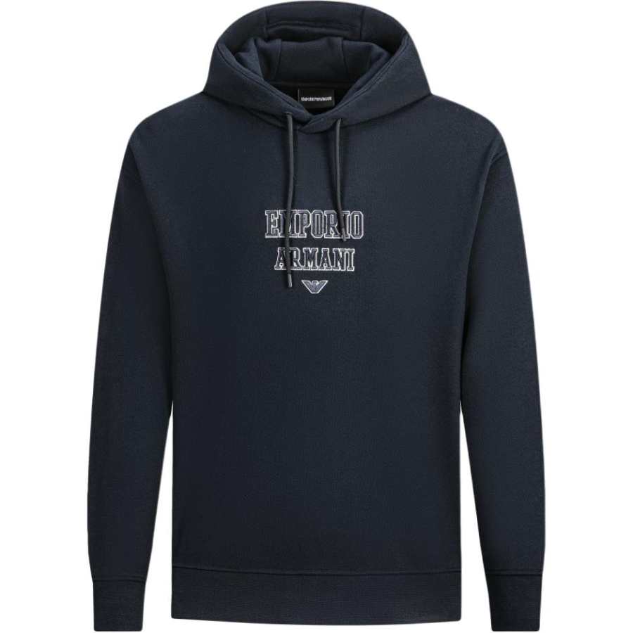 EMPORIO ARMANI Logo Embroidered Drawstring Hoodie