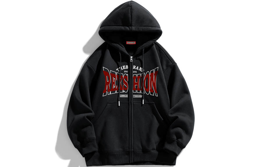 REXSHION Sweatshirts Unisex Hooded Moderate Cardigan