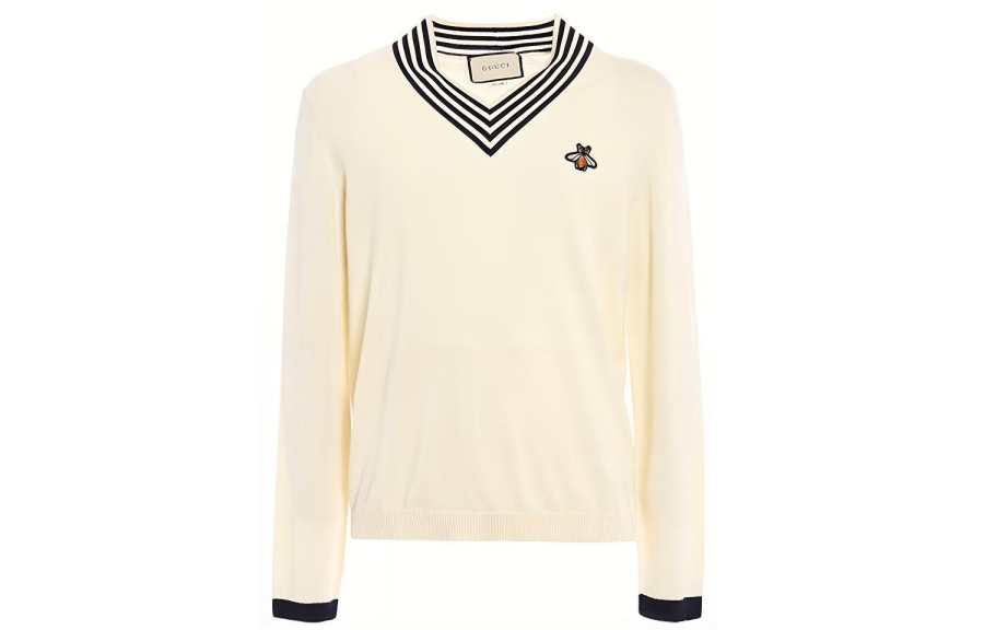 GUCCI Sweaters Men's Ecru V Neck Moderate Other