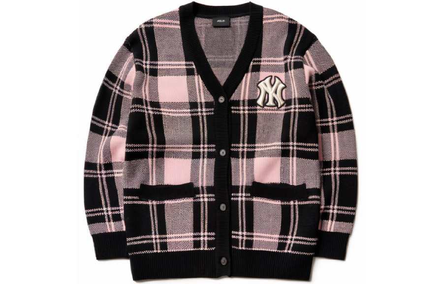 MLB New York Yankees Sweaters Unisex Pink V Neck Moderate Cardigan