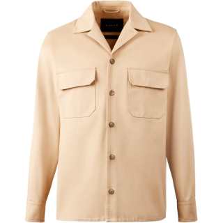 HOGAN Shirts Men's Beige Yellow Cuban Collar Moderate Shirt