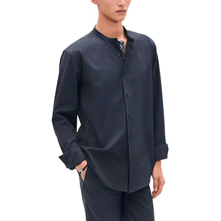 HERMES Shirts Men's Dark Gray Crew Neck Moderate Other