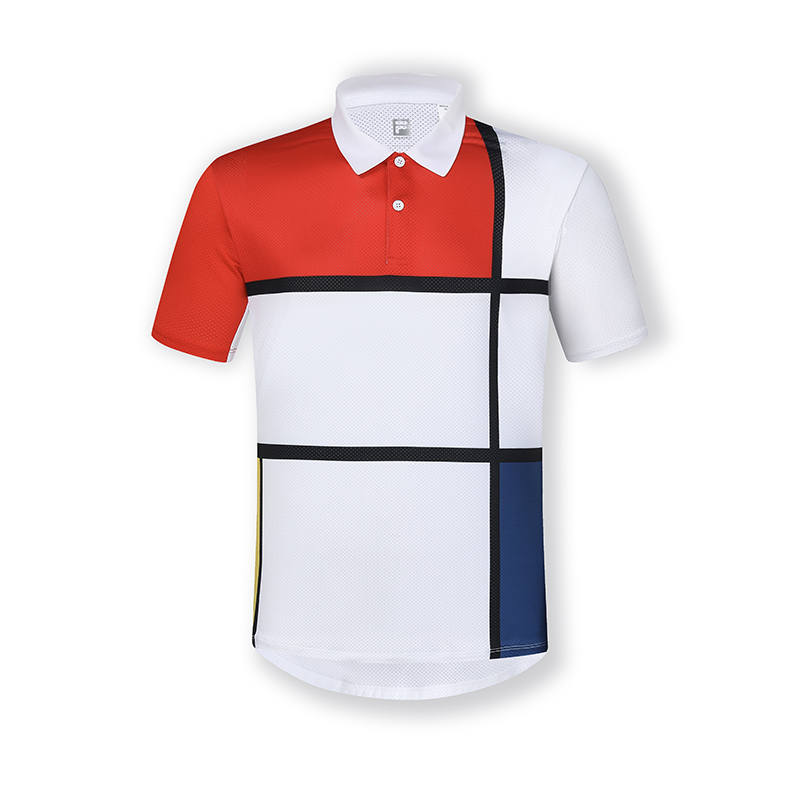 FILA Tennis Polo Shirts Men's All Over Print Polo Collar Thin Straight Fit