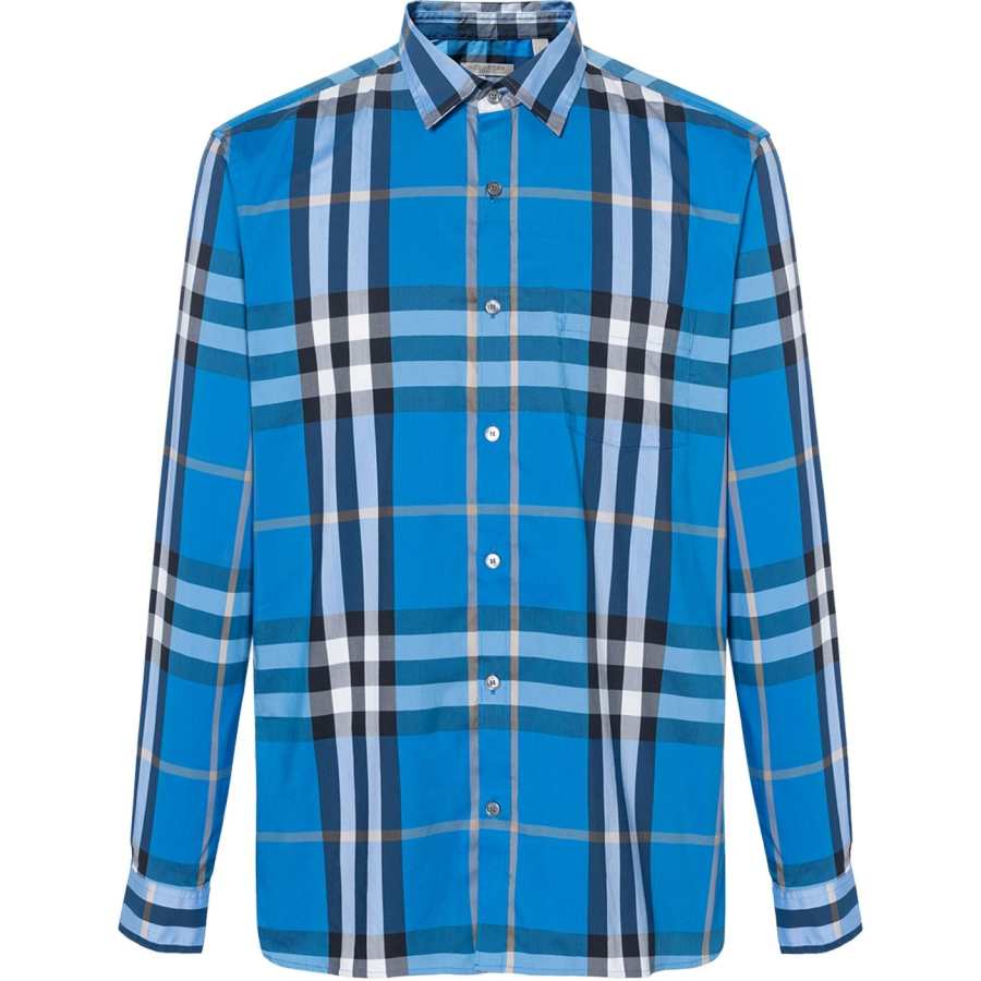 Burberry Shirts Men's Blue Lapel Moderate Other