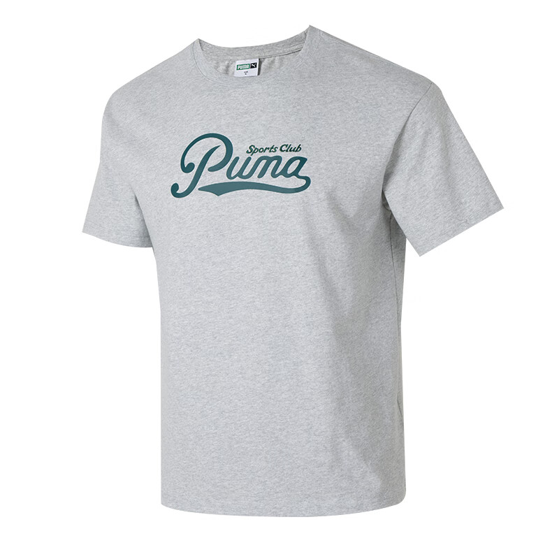 PUMA T Shirts Men's Gray Crew Neck Moderate