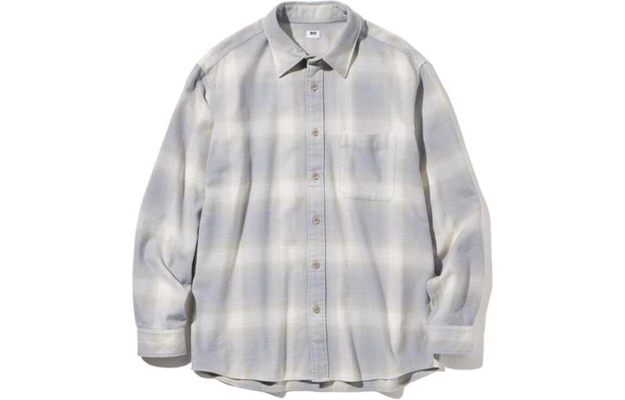 UNIQLO Shirts Men's Gray Pointed Collar Moderate Other