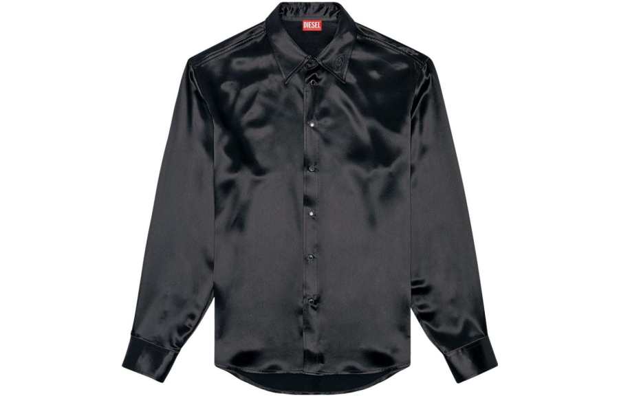 DIESEL Ricco Logo Embroidered Satin Shirt