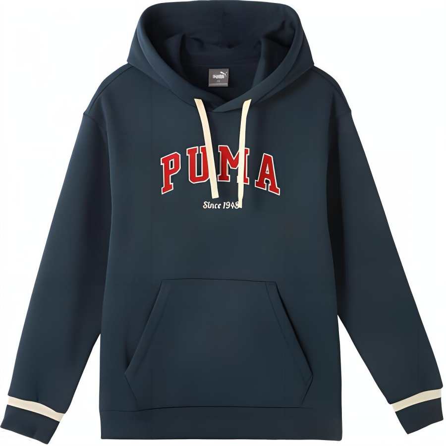 PUMA Letter Print Athleisure Hooded Fleece Lined Long Sleeved Sweatshirt Men's Midnight Blue