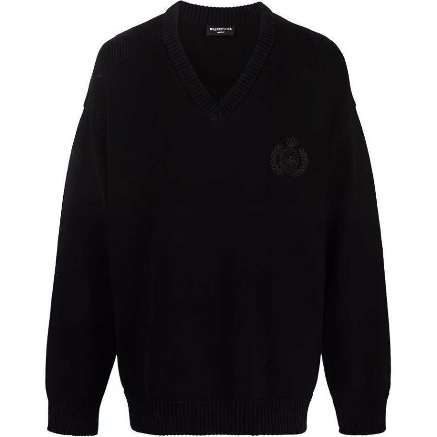 Balenciaga Braided Knit V Neck Sweater