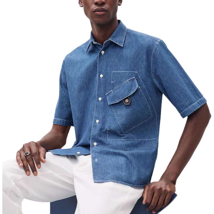 HERMES HERMES Shirt Men's Washed Indigo