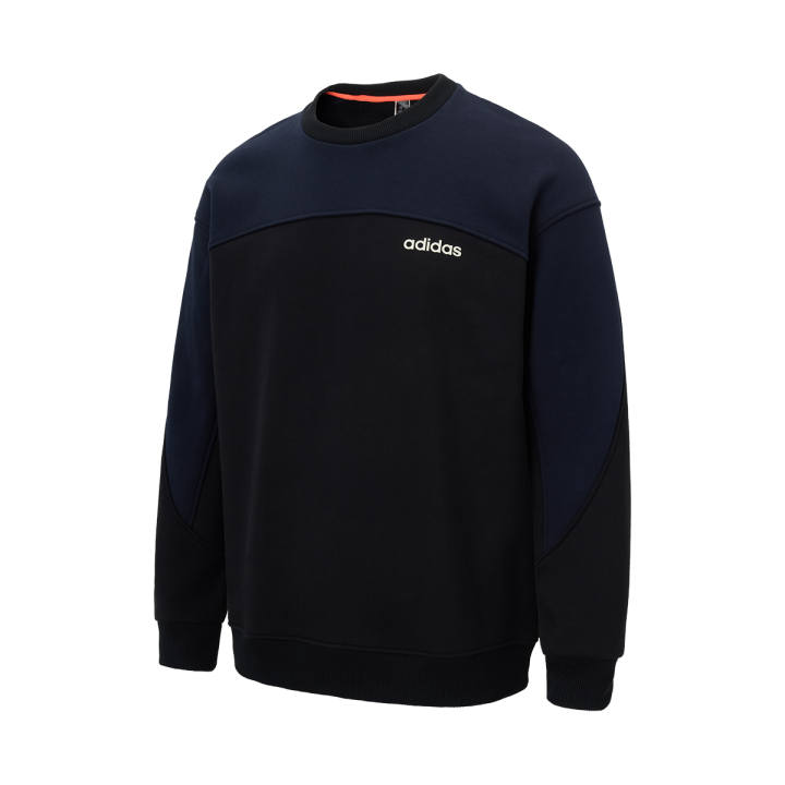 Adidas Adidas American Patchwork Fleece Lined Thermal Crew Neck Pullover Sweatshirt Unisex Navy Blue