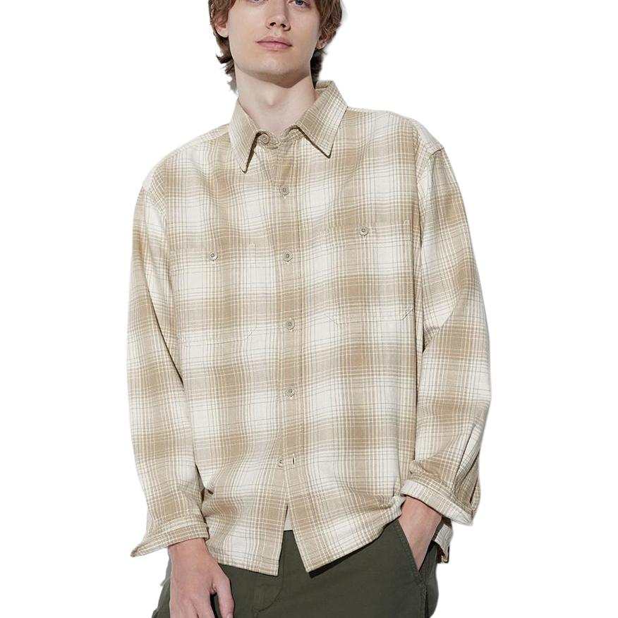 UNIQLO Shirts Men's Beige Lapel Moderate Other