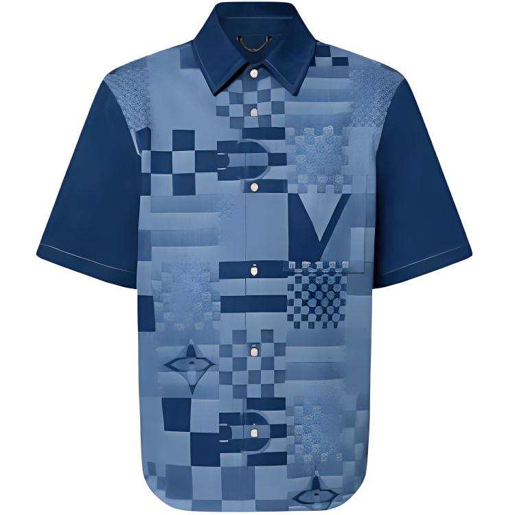 LOUIS VUITTON Printed Short-Sleeved Denim Shirt