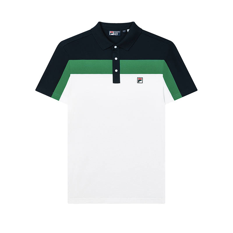 FILA Polo Shirts Men's Sulfurization Green Polo Collar Moderate Straight Fit