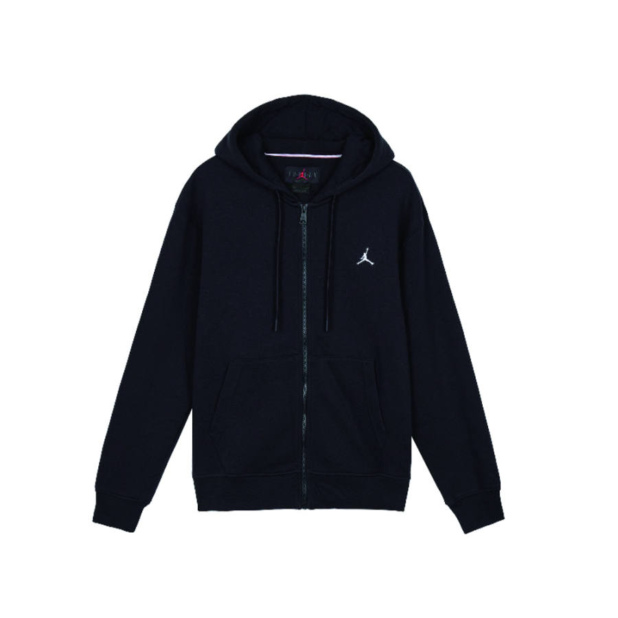 Jordan Jordan Breeze Youth Fashion Brand Logo Embroidery Logo Cardigan Hooded Fleece Lined Long Sleeved Sweatshirt Men's Black