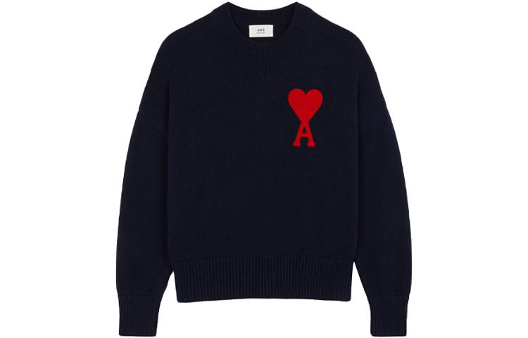 AMIPARIS Ami Paris Ami De Coeur Knitted Cotton Crewneck